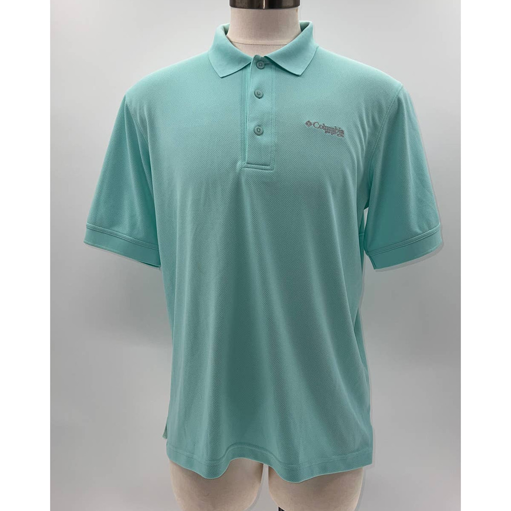 Columbia PFG Omni Shade Seafoam Short Sleeve Vented Athletic Polo- L